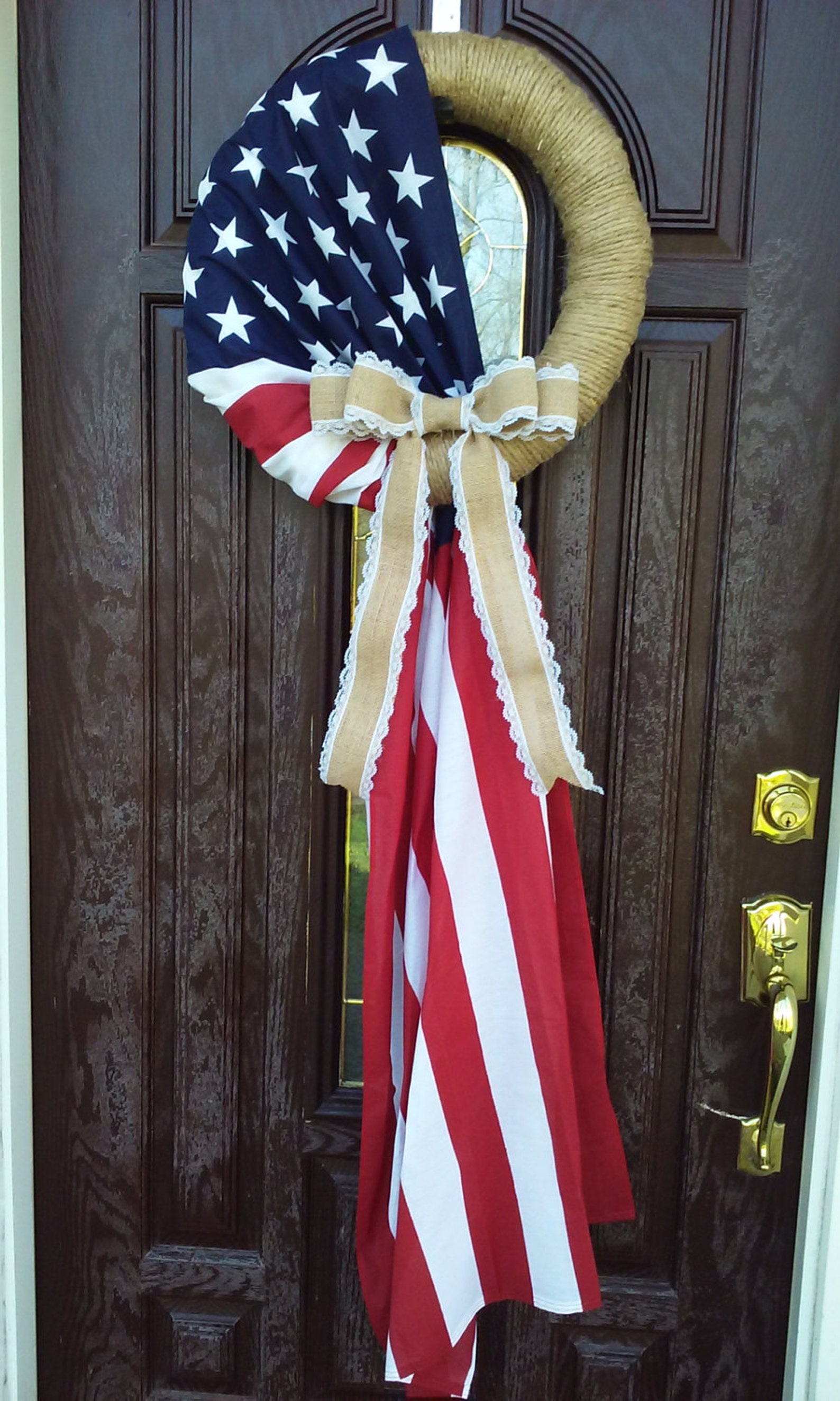 American Flag Patriotic Wreath With Bow Wreath Form is a Etsy