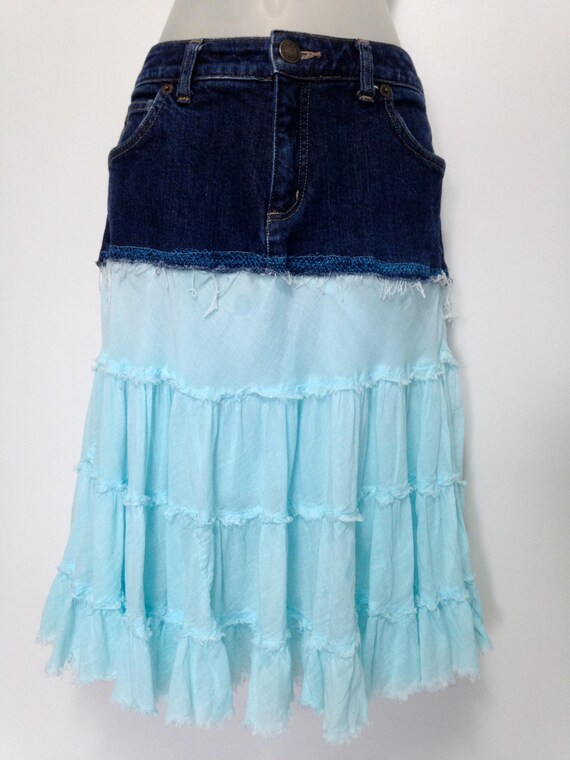 lands end denim skirt