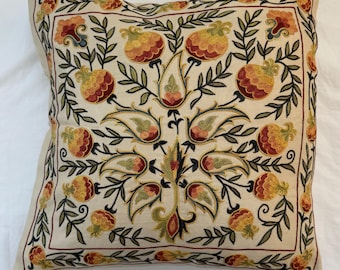 Handmade Suzani Pillow Cover: Uzbek Silk Embroidered Cushion