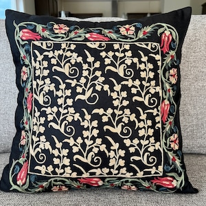 Handmade Suzani Pillowcase, Suzani Cushion, Uzbek Suzani, Decorative pillows