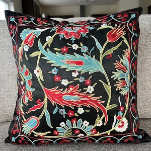 Handmade Suzani Pillowcase, Suzani Cushion, Uzbek Suzani, Decorative pillows