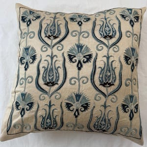 Handmade Suzani Pillow Cover: Uzbek Silk Embroidered Cushion