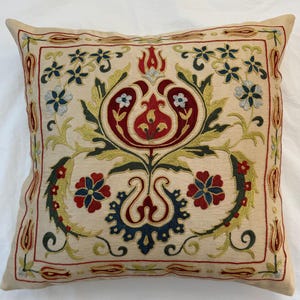 Handmade Suzani Pillow Cover: Uzbek Silk Embroidered Cushion