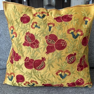 Handmade Suzani Pillow Cover: Uzbek Silk Embroidered Cushion