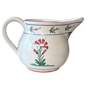 Vintage Italian Sberna Deruta Hand Painted Ceramic Art Pitcher