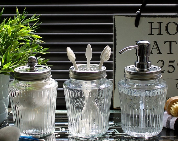 Kilner Vintage Preserve Jar Bathroom Accessory Set in Clear - Etsy