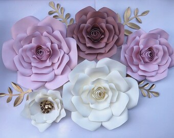 Paper flower roses wall decor. Custom colors