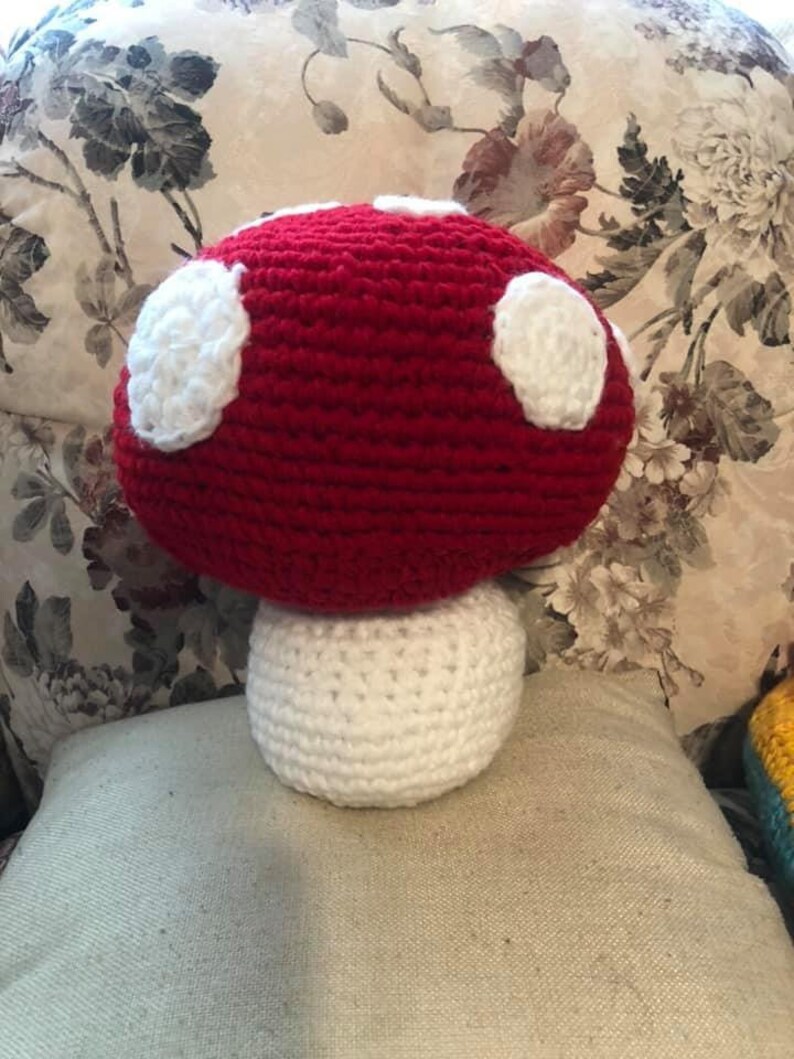 Crochet mushroom pillow