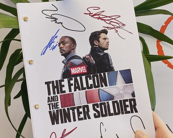 The Falcon and The Winter Soldier Script Screenplay Signatures Autograph Reprint Sebastian Stan Anthony Mackie Daniel Bruhl Emily VanCamp