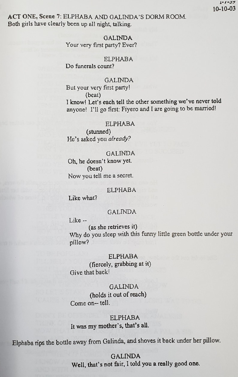 Wicked Broadway West End Musical Script with Signatures Etsy