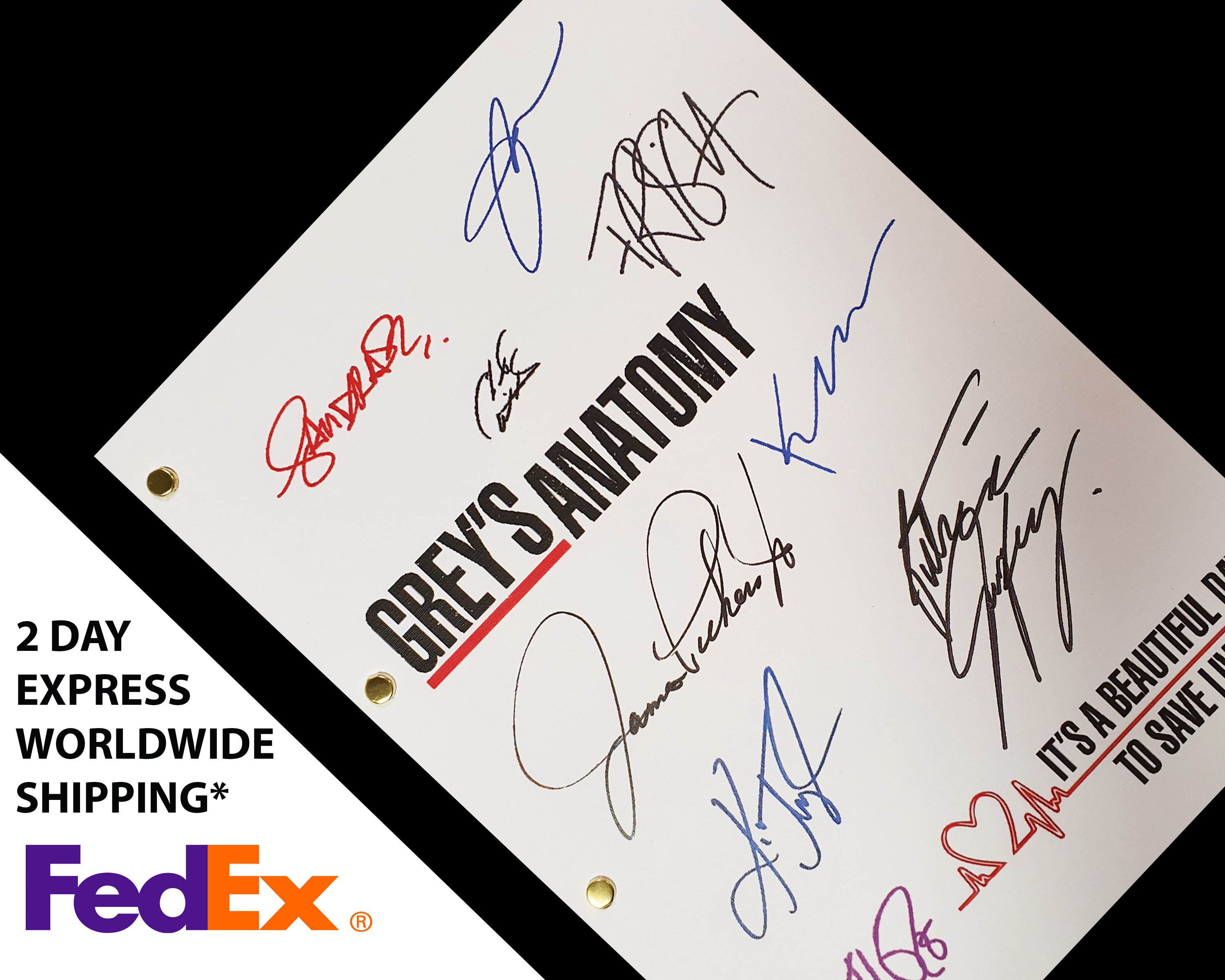 Grey's Anatomy TV Script Screenplay Signatures Reprint Ellen Pomp…