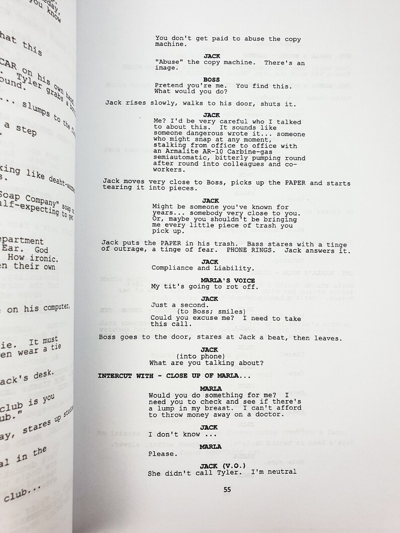 Fight Club Film Movie Script Signatures Autographs Reprint Etsy