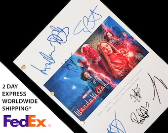 WandaVision TV Script with Signatures Autographs Reprint Elizabeth Olsen Evan Peters Kathryn Hahn Paul Bettany Randall Park Teyonah Parris