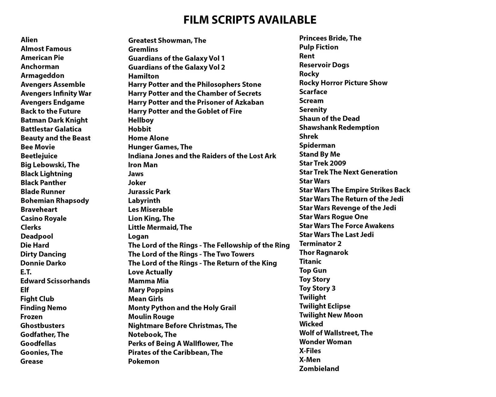 Movie scripts
