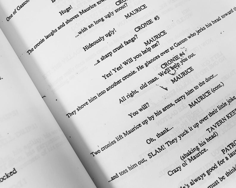 Disney Beauty and the Beast 1991 Film Movie Script Screenplay Etsy