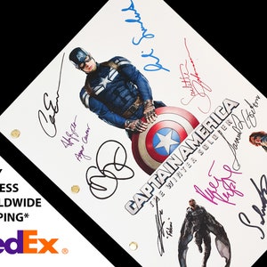 Captain America The Winter Soldier Movie Film Script Signature Autograph Reprint Chris Evans Sebastian Stan Hayley Atwell Scarlett Johansson