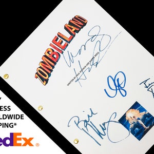 Zombieland Film Movie Script with Signatures Autograph Reprint Jesse Eisenberg Emma Stone Woody Harrelson Bill Murray