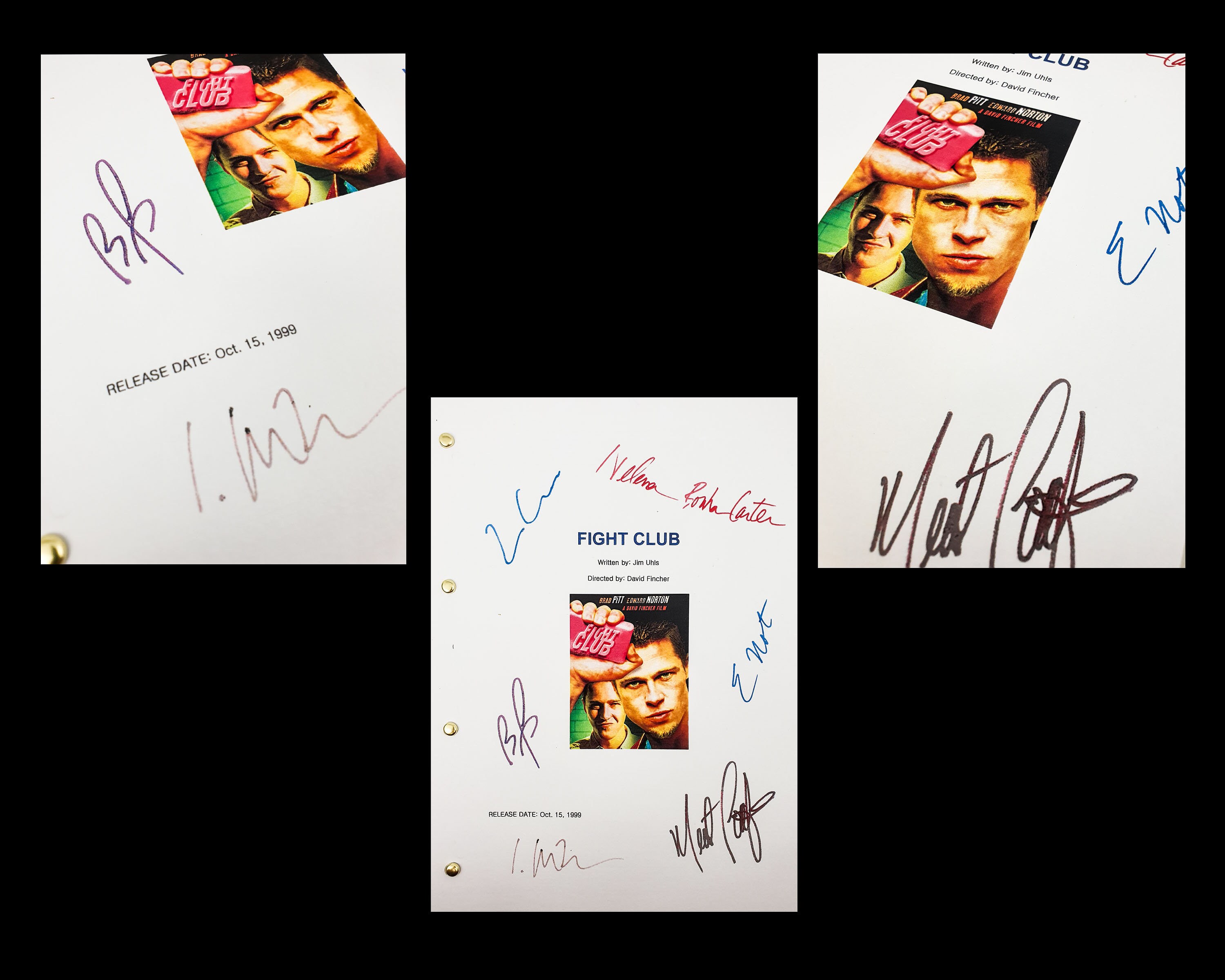Fight Club Film Movie Script Signatures Autographs Reprint Etsy