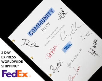 Community TV NBC Sitcom Pilot Script, Screenplay with Signatures, Autograph Reprint - Chevy Chase Joel McHale Alison Brie Gillian Jacobs