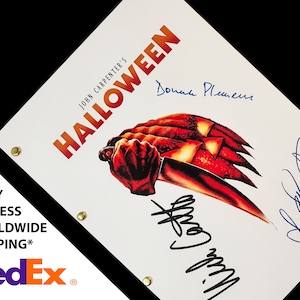 Script du film d'Halloween de John Carpenter avec autographes réimpression signatures Horreur Jamie Lee Curtis Nick Castle Donald Pleasence Michael Myers