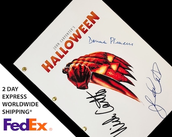 John Carpenter's Halloween Movie Script with Signatures Autograph Reprint Horror Jamie Lee Curtis Nick Castle Donald Pleasence Michael Myers