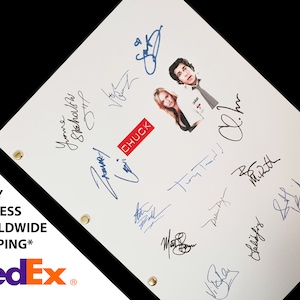 Chuck TV Show NBC Pilot Script, Screenplay with Signatures, Autograph Reprint Zachary Levi Yvonne Strahovski Joshua Gomez Baldwin Tony Todd