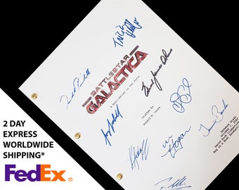 Battlestar Galactica TV Script, Screenplay with Signatures, Autograph Reprint Mini Series BSG Edward James Olmos Mary McDonnell Jamie Bamber