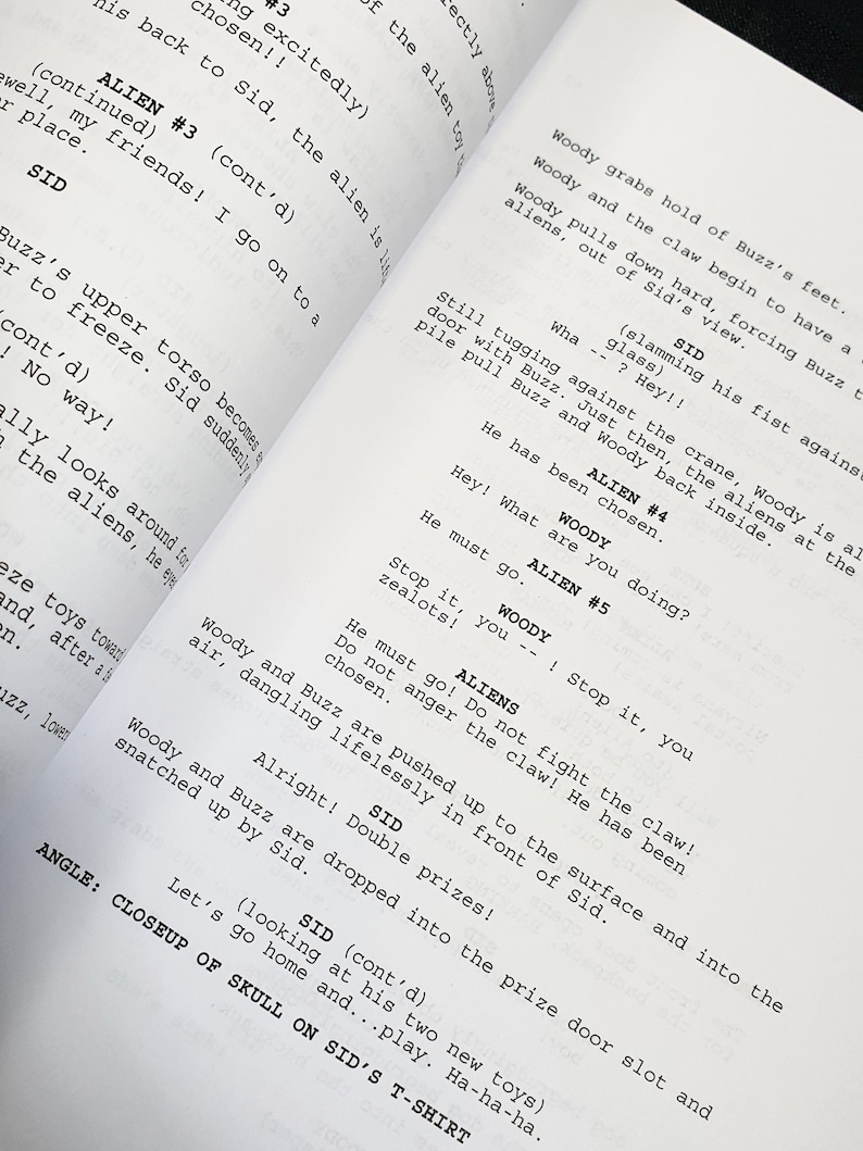 Toy Story Film Script Screenplay Movie Disney Pixar Buzz Etsy