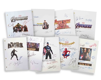 Marvel's Kinematische Universe Sammlung 9 Drehbücher Drehbuch mit Signaturen Autogramm Nachdrucke Avengers Spiderman Captain America Iron Man