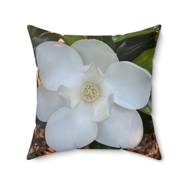 Magnolia Blossom Pillow, Spun Polyester Square Pillow