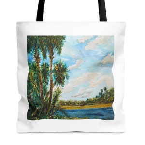 Tote Bag, Coastal Vibe Tote, Palm Trees Tote, Pretty Watercolor Bag, B-day Tote, BFF Tote, Summer Bag, Beachy Tote, Pool Bag, VK tote bag