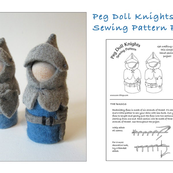 PDF Sewing Pattern for Peg Doll Knights, Peg Doll Knights Waldorf toy pattern