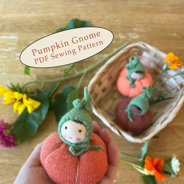 PDF Sewing Pattern for Pumpkin Baby Waldorf Doll, Pumpkin Gnome Doll Pattern