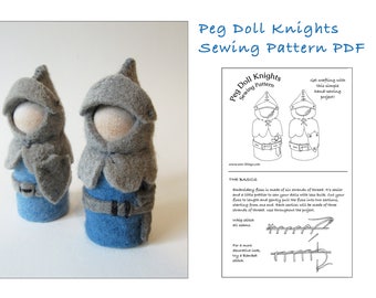 PDF Sewing Pattern for Peg Doll Knights, Peg Doll Knights Waldorf toy pattern