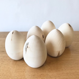 6 Hollow Wooden Easter Eggs *Seconds*, Set of 6 Natural Wooden Eggs, 6 Unfinished Wooden Fillable Eggs