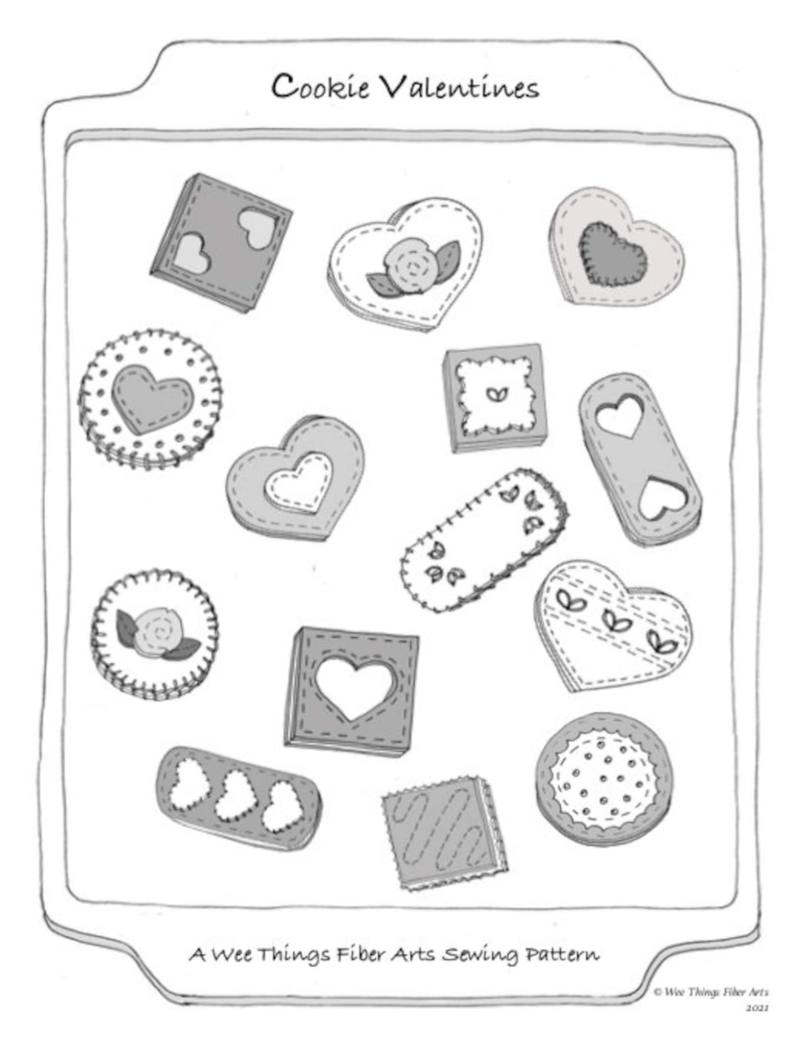 Felt Cookie Valentine PDF Sewing Pattern Valentine's Day Etsy