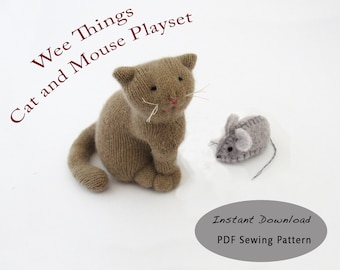 PDF Sewing Pattern for Cat and Mouse Stuffed Animals, Felt Mouse Sewing Pattern, Cat Sewing Pattern