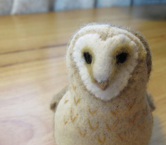 Wool Barn Owl Stuffed Animal Fiber Art Toy Soft Sculpture Etsy