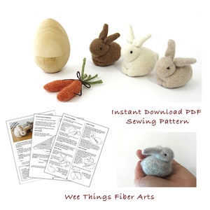 PDF Sewing Pattern for Up-cycled Sweater Rabbits, Cashmere Rabbit Sewing Pattern, Rabbit Stuffed Animal Sewing Pattern