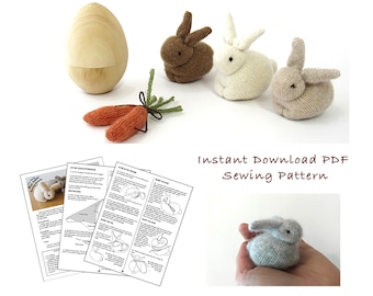 PDF Sewing Pattern for Up-cycled Sweater Rabbits, Cashmere Rabbit Sewing Pattern, Rabbit Stuffed Animal Sewing Pattern