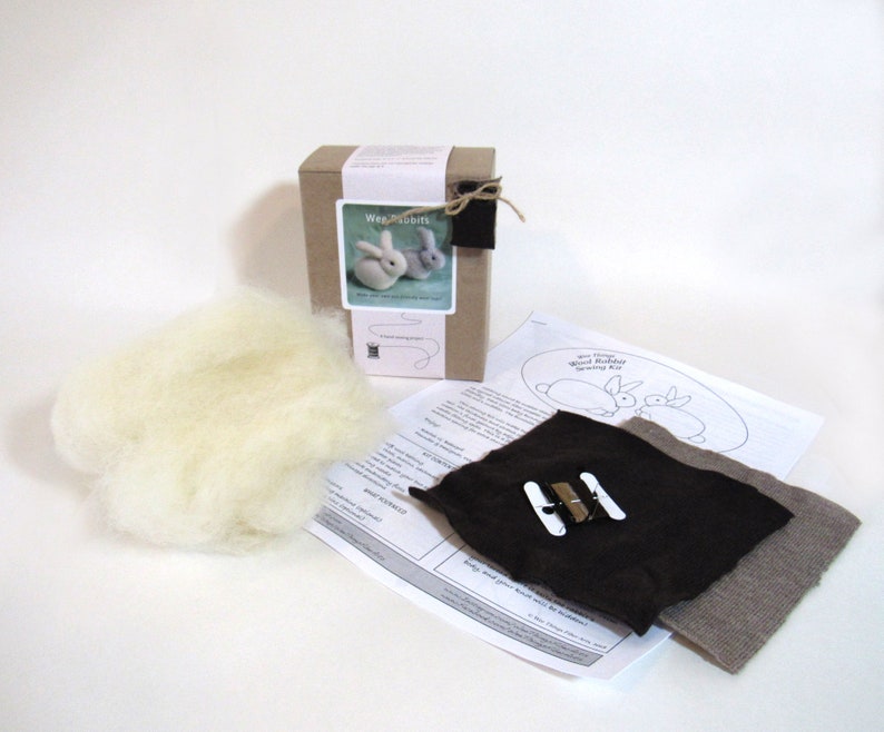 DIY Rabbit Sewing Kit, Complete Sewing Kit for 2 Cashmere Rabbits, Make Your Own Bunny Stuffed Animal image 3