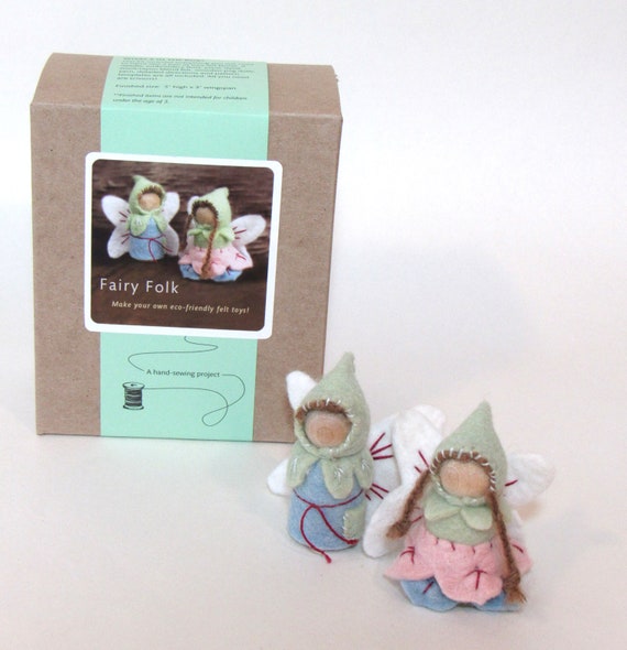 DIY Fairy Folk Sewing Kit: Peg Doll Waldorf Craft with Plant-Dyed Wool Felt