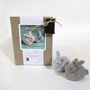 DIY Rabbit Sewing Kit, Complete Sewing Kit for 2 Cashmere Rabbits, Make Your Own Bunny Stuffed Animal image 1