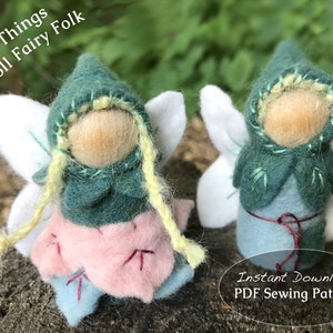 PDF Pattern for Fairy Peg Dolls, Fairy Doll Pattern, Fairy Sewing Pattern, Felt Fairy Pattern, Waldorf Fairy