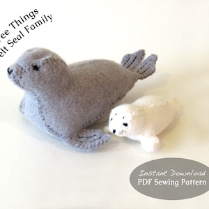 PDF Sewing Pattern for Felt Mama and Baby Seal Stuffed Animals, Seal Sewing Pattern, Waldorf Seal Pattern