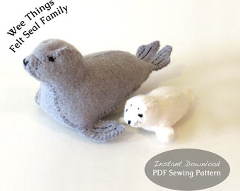 PDF Sewing Pattern for Felt Mama and Baby Seal Stuffed Animals, Seal Sewing Pattern, Waldorf Seal Pattern