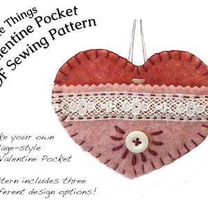 PDF Sewing Pattern for Felt Valentine, Valentine Pocket Sewing Pattern, Waldorf Handwork Pattern, Instant Download PDF Pattern