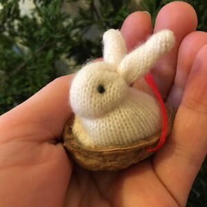 Miniature Rabbit Walnut Shell Easter Ornament, Hanging Bunny Ornament, Rabbit Christmas Ornament image 7