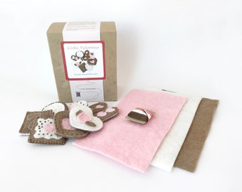 DIY Felt Valentine Cookie Sewing Kit: Kids Handwork Craft Project with Plant-Dyed Felt