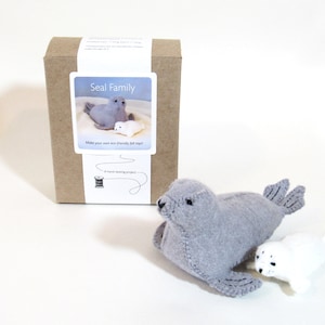 DIY Seal Sewing Kit, Complete Sewing Kit for Seal Stuffed Animals, Make Your Own Felt Seal Family